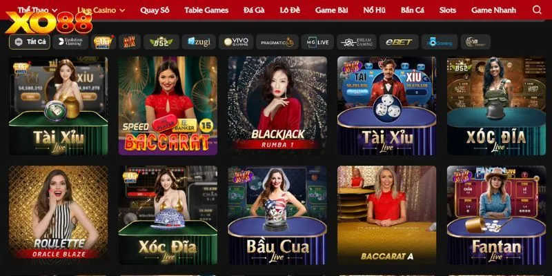 Sòng bạc casino trực tuyến có mặt tại nền tảng XO88